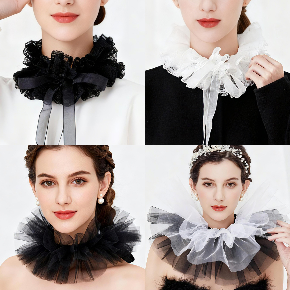 Women'S Fashion Victorian - Fashion Tulle Ruffle Collar For Women