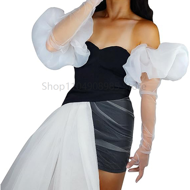 Women Fashion Gloves - Women Long Gloves Puffy Detachable Sleeves