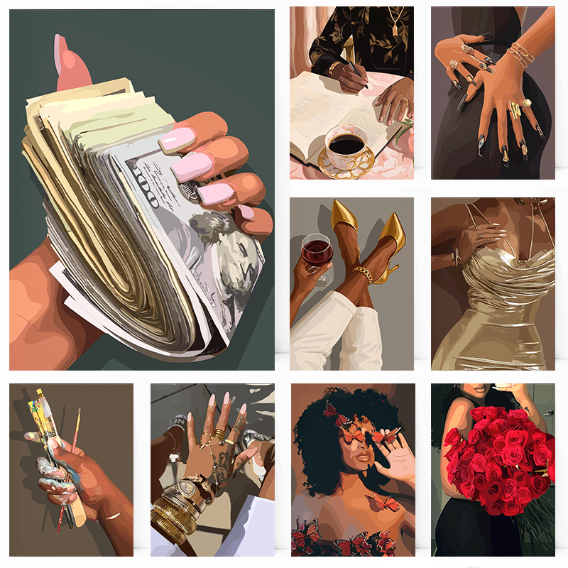 Fashion Women Picture - Black Girl Fashionable Women Nail Poster