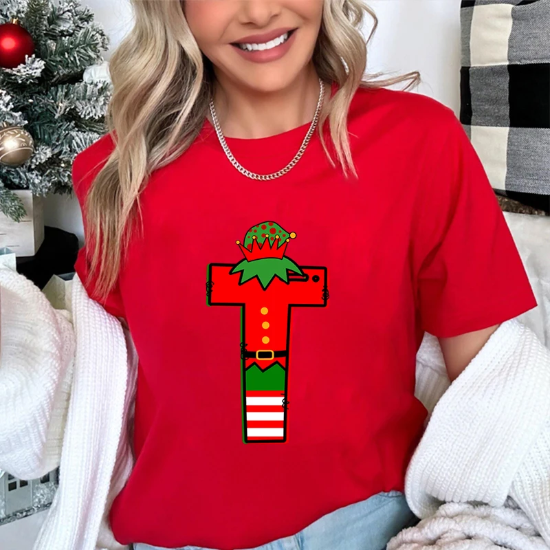 Fashion Women Picture - Fashionable women's printed T-shirt Christmas picture