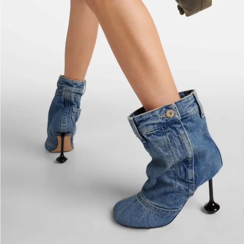 Women'S Fashion Trousers - Spring Autumn New Irregular Heel Denim