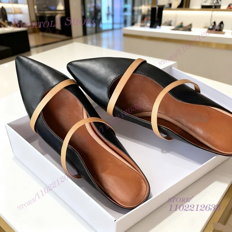 Fashion Women Belt - Flat Mules Half Round Pointed Toe