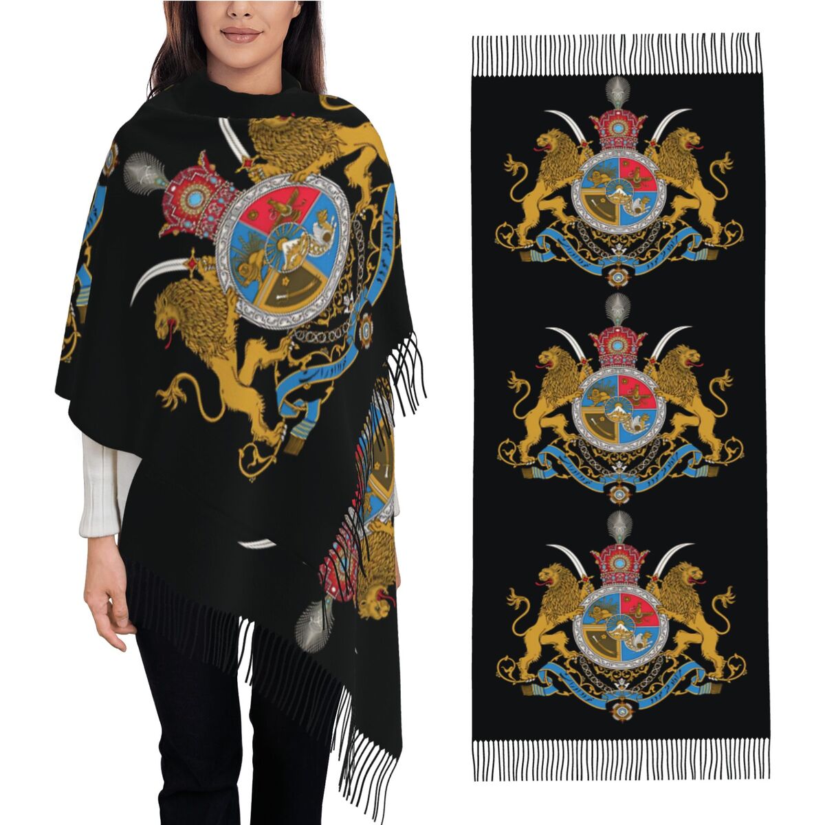 Women'S Fashion Long Coat - Sovereign Coat Of Arms Of Iran