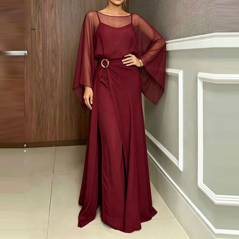 Women'S Fashion Vintage Off Shoulder Long Sleeve Jumpsuit - Fashion O-neck Cover Up Rompers Elegant