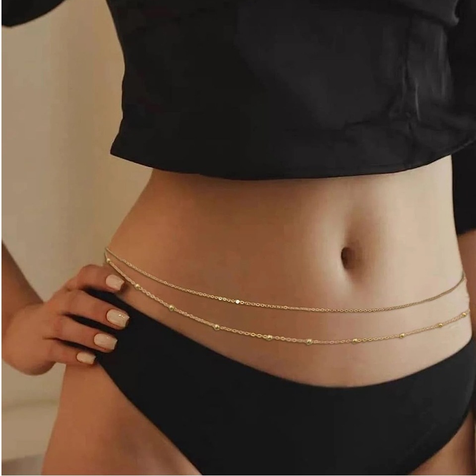 Fashion Women Picture - HipHop Double Layers Belly Chains Women