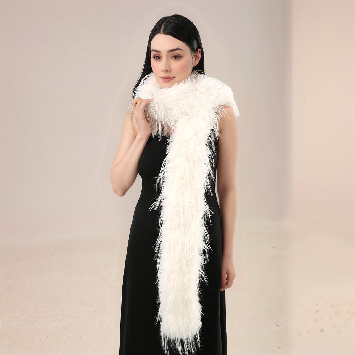 Women'S Fashion Long Coat - Women Faux Rabbit Fur Long Scarf