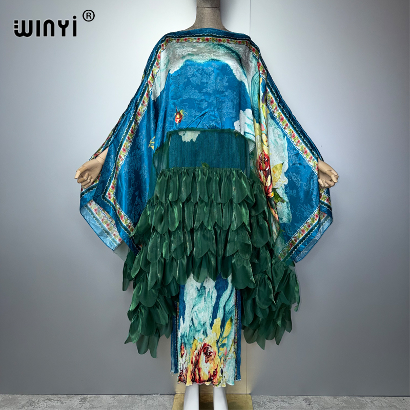 Women'S Fashion Long Coat - WINYI Boho beach Pleated slim dress