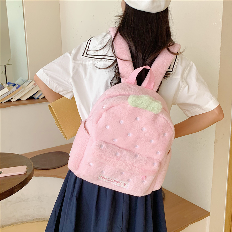 Plush Strawberry Classic Solid - Women'S Fashion Backpack incelemesi ve fiyatı