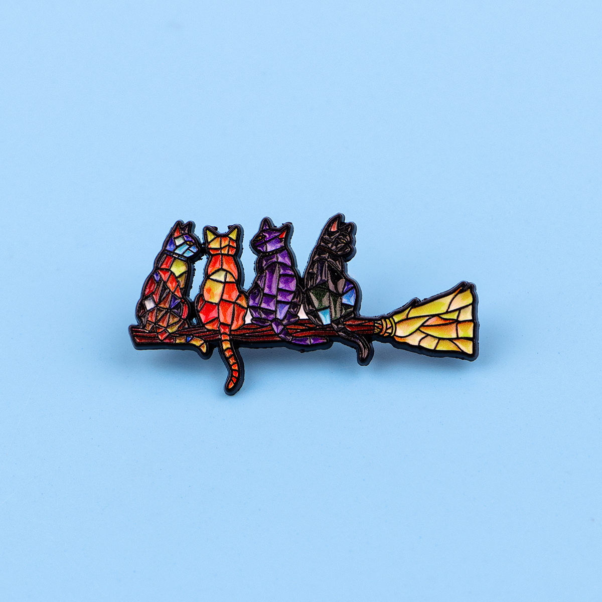 Colorful Cat Enamel Pin Witch  - Fashion Women Picture incelemesi ve fiyatı