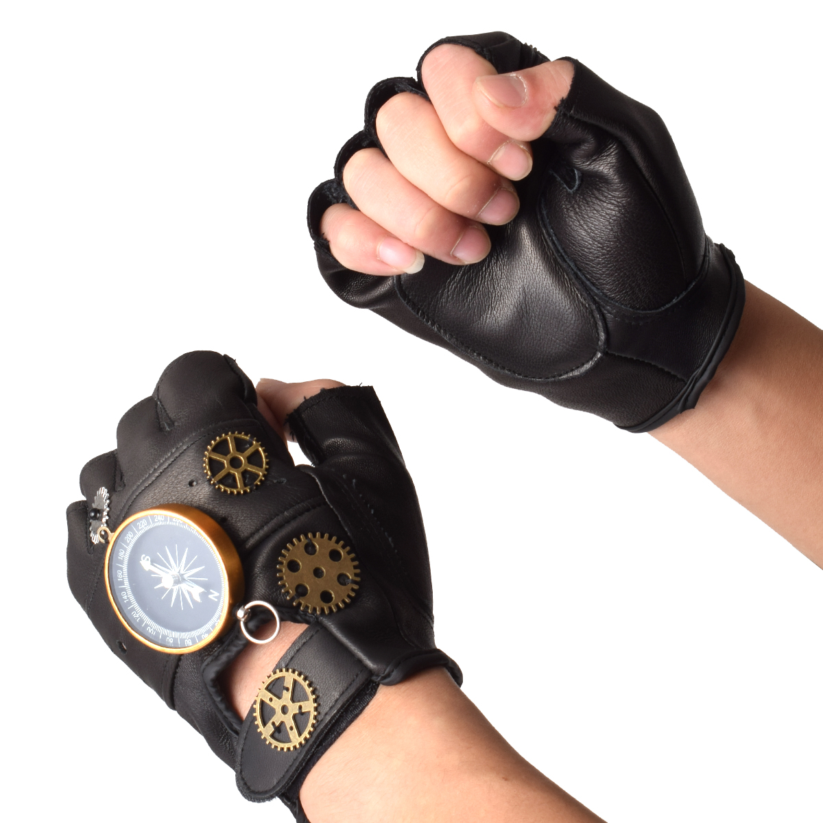 Steampunk PU Leather Fingerles - Women Fashion Gloves incelemesi ve fiyatı