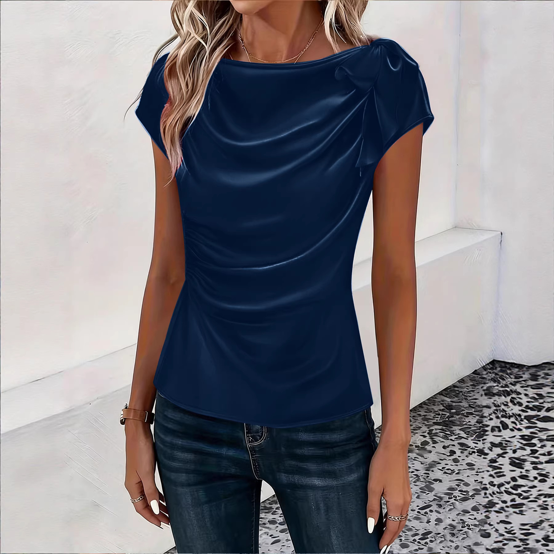 Women's Satin Draped Neck Shor - Women'S Fashion Trends Spring 2026 incelemesi ve fiyatı
