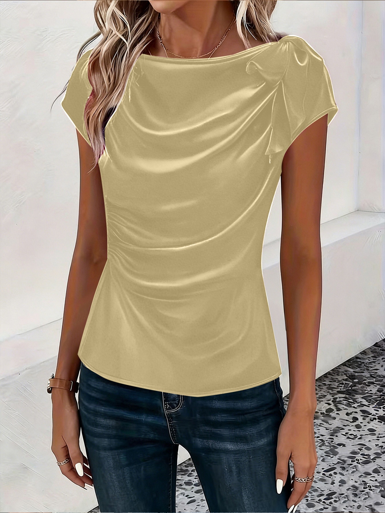 Women's Satin Draped Neck Shor - Women'S Fashion Trends Spring 2026 incelemesi ve fiyatı