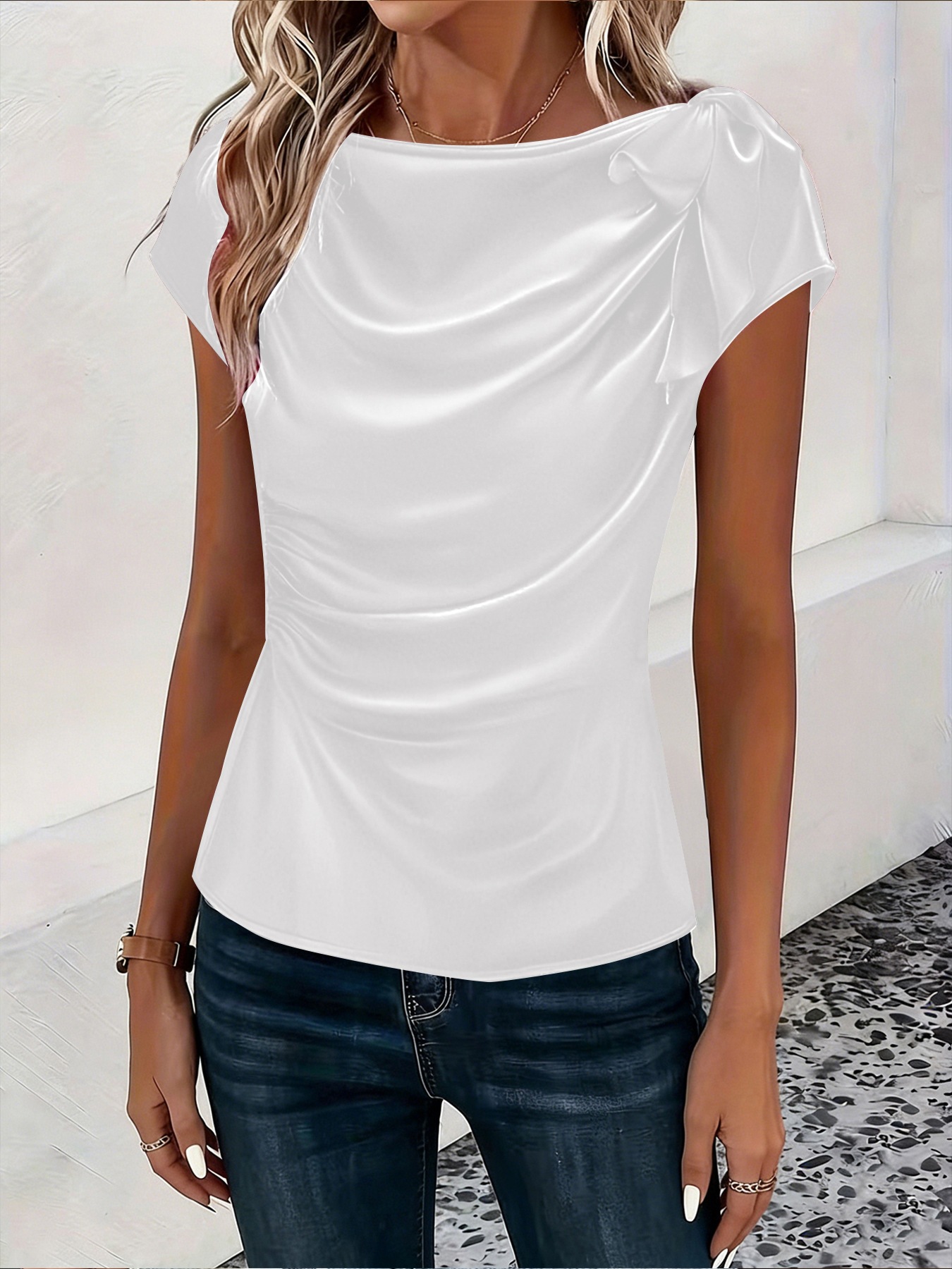 Women's Satin Draped Neck Shor - Women'S Fashion Trends Spring 2026 incelemesi ve fiyatı