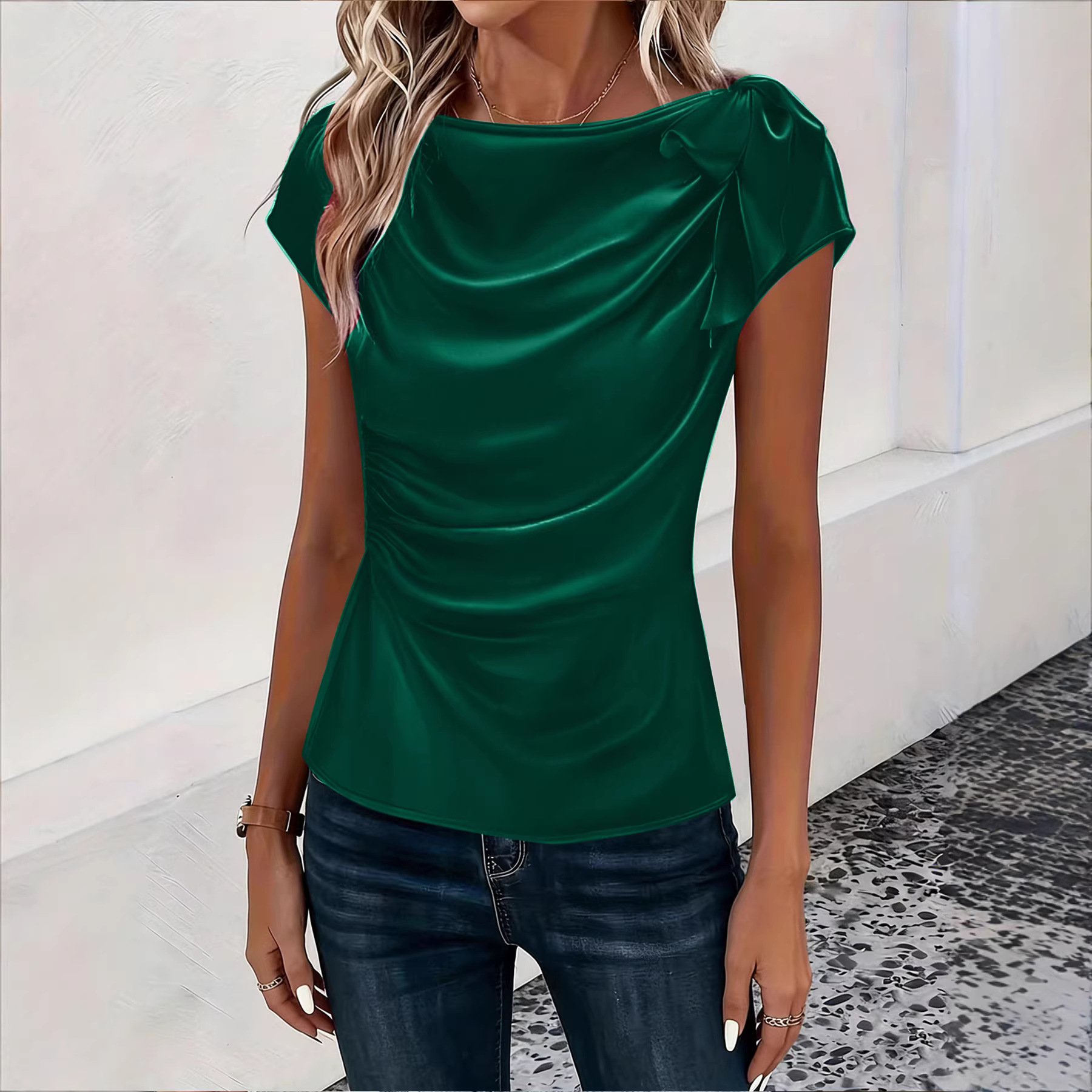 Women's Satin Draped Neck Shor - Women'S Fashion Trends Spring 2026 incelemesi ve fiyatı