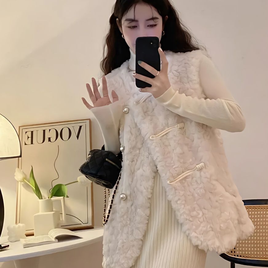 Women's Vests Lamb Plush White - Women'S Fashion Gilet incelemesi ve fiyatı