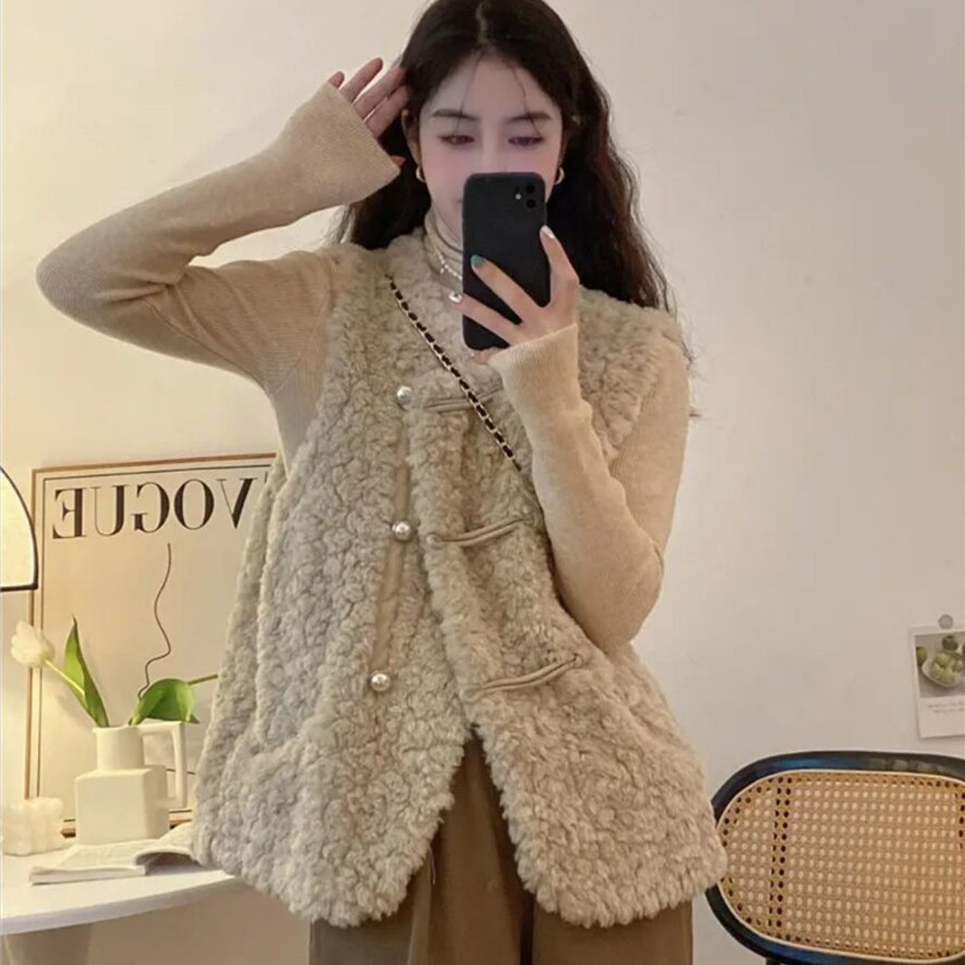 Women's Vests Lamb Plush White - Women'S Fashion Gilet incelemesi ve fiyatı