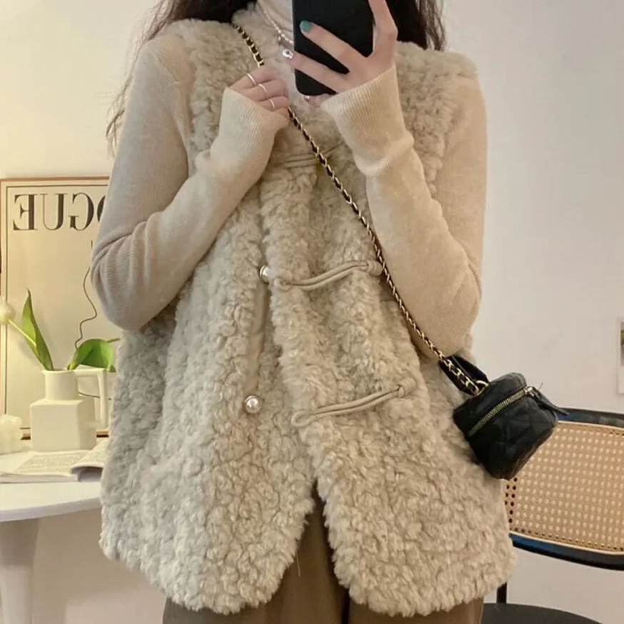 Women's Vests Lamb Plush White - Women'S Fashion Gilet incelemesi ve fiyatı