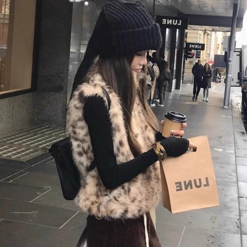 Women's Leopard Print Faux Fur - Women'S Fashion Gilet incelemesi ve fiyatı