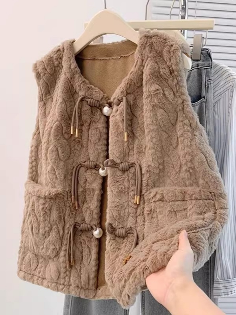 Fashion Embossed Plush Vest fo - Women'S Fashion Gilet incelemesi ve fiyatı