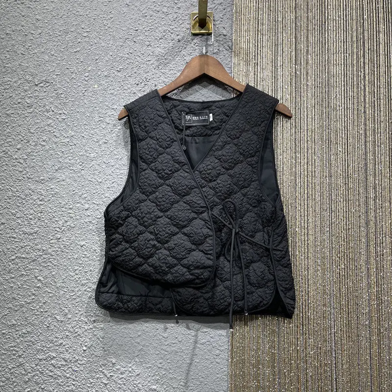 Vintage Women Lace-up V-neck S - Puffer Vest Fashion Women incelemesi ve fiyatı