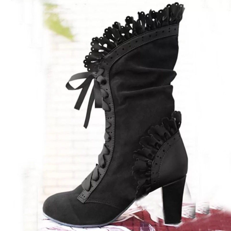 Winter Lace Up Ladies High Hee - Women'S Fashion Victorian incelemesi ve fiyatı