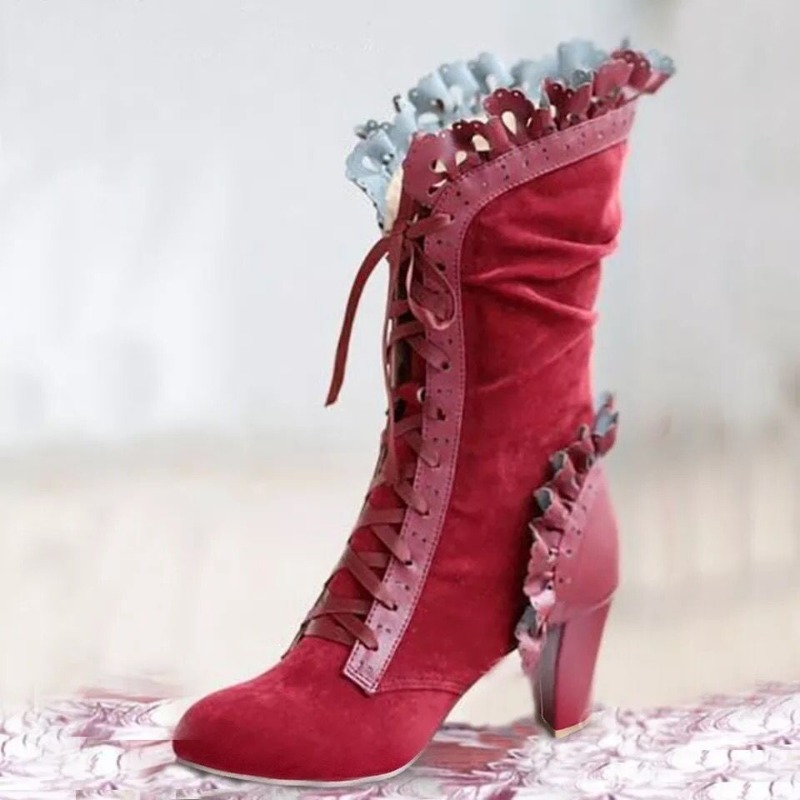 Winter Lace Up Ladies High Hee - Women'S Fashion Victorian incelemesi ve fiyatı