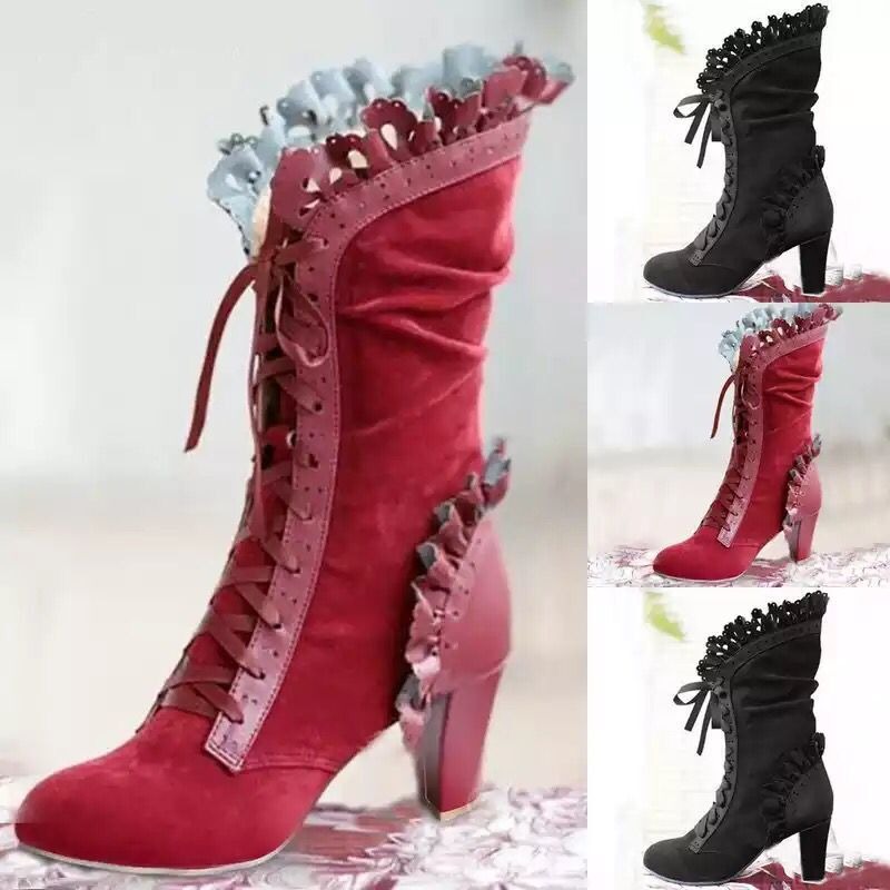 Winter Lace Up Ladies High Hee - Women'S Fashion Victorian incelemesi ve fiyatı