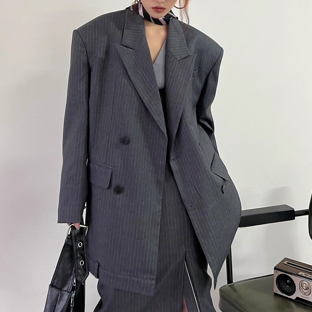TWOTWINSTYLE Hit Color Striped - Women'S Fashion Long Coat incelemesi ve fiyatı