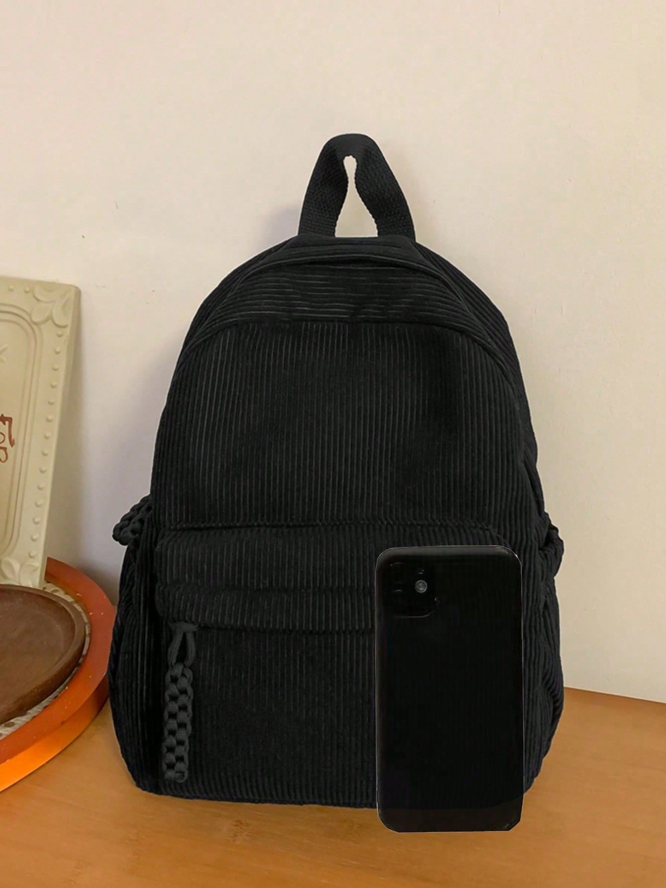 Solid Color Corduroy Fabric Fa - Women'S Fashion Backpack incelemesi ve fiyatı