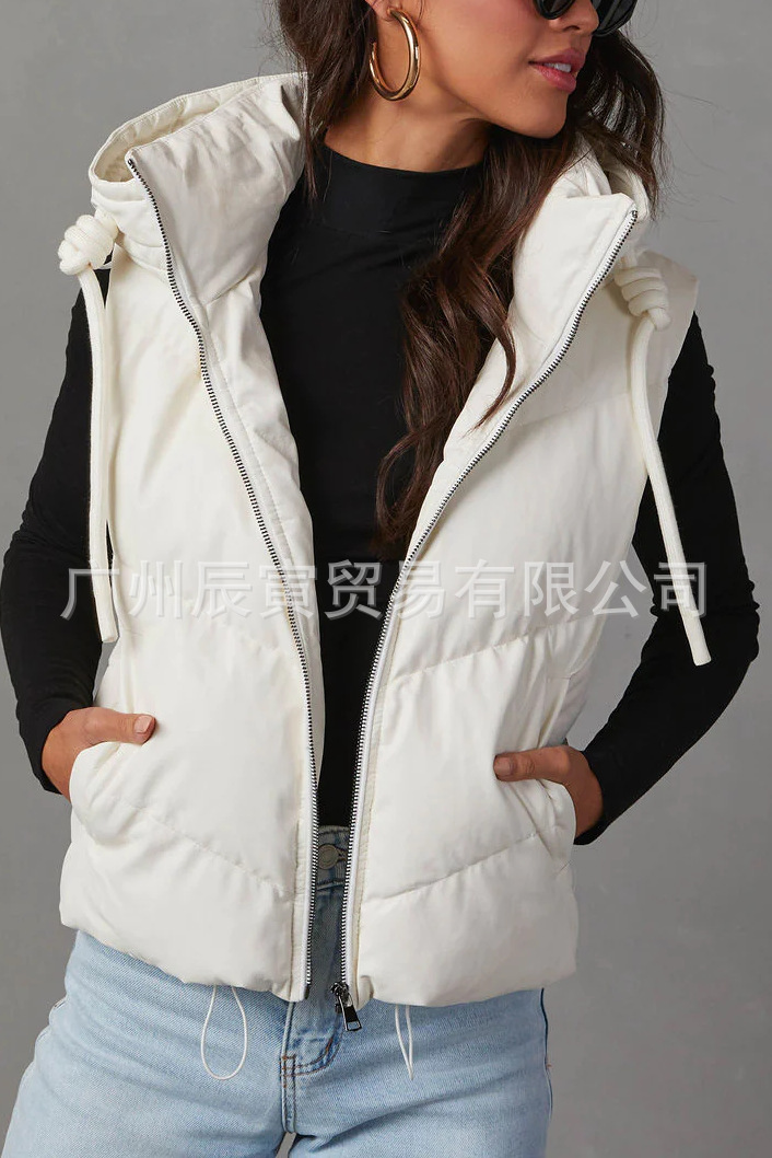 Women's Solid Color Hooded Pad - Women'S Fashion Gilet incelemesi ve fiyatı