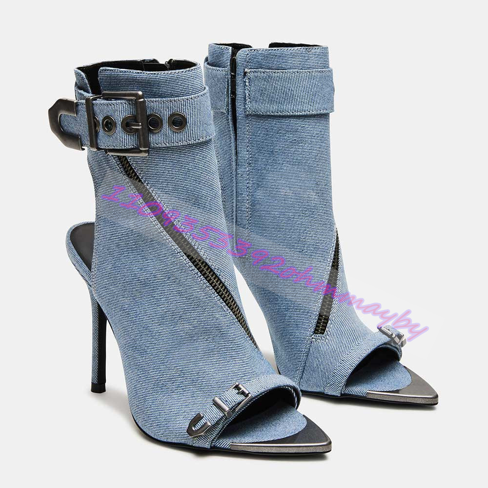 Summer Blue Denim Pointed-Toe  - Fashion Women Belt incelemesi ve fiyatı