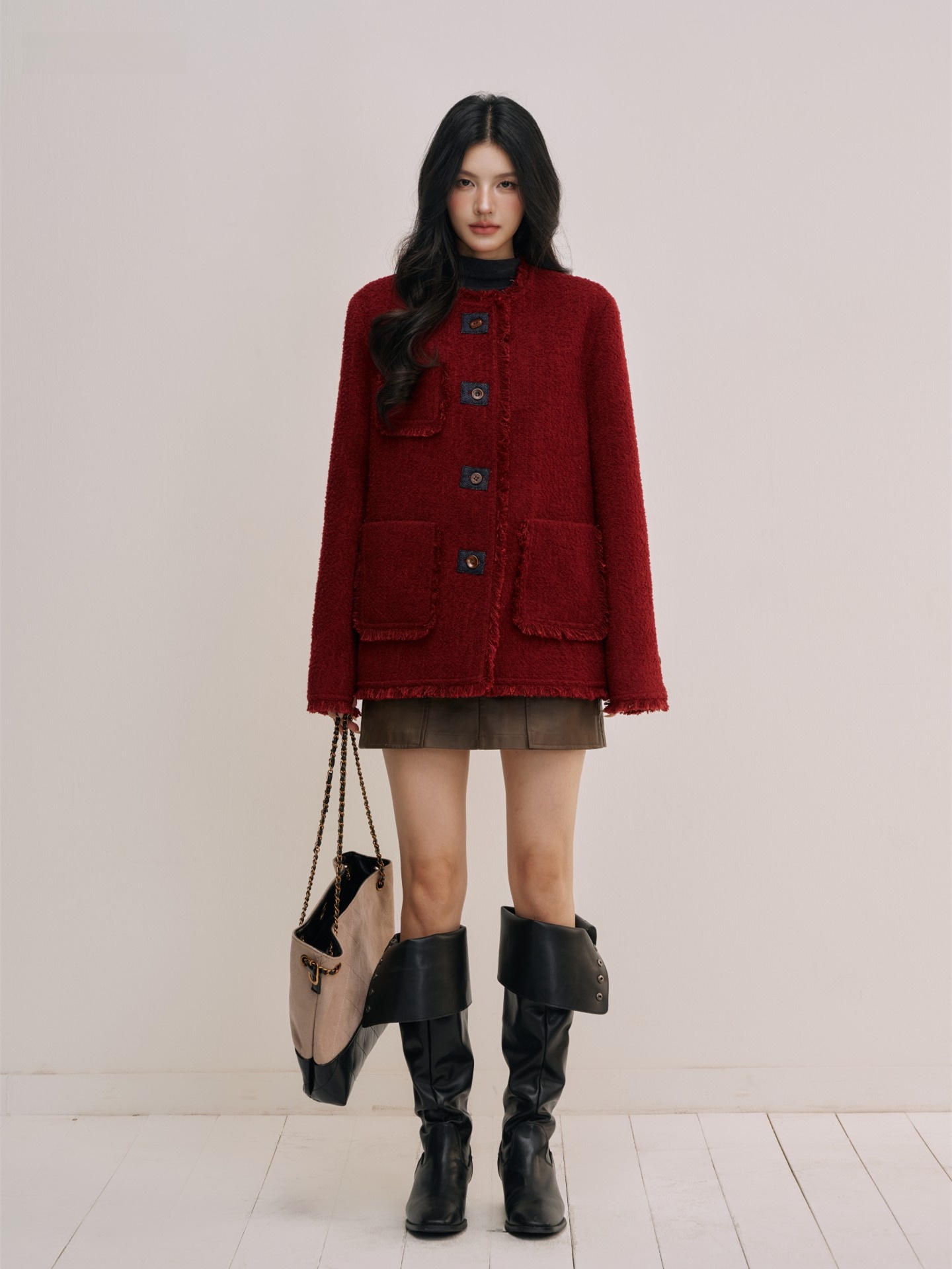 Romantic Red Gold Woolen Coat  - Women'S Fashion E Commerce incelemesi ve fiyatı