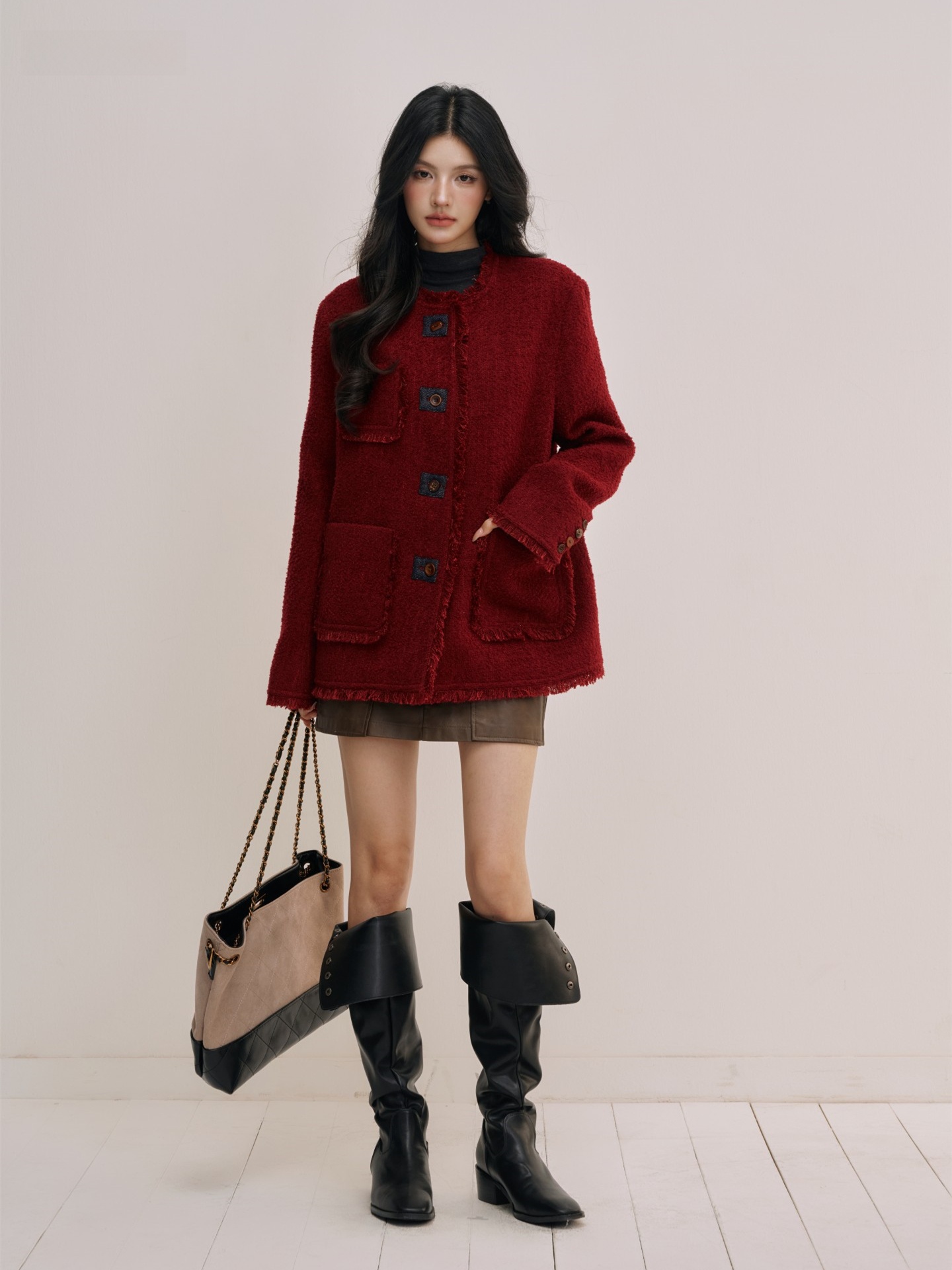Romantic Red Gold Woolen Coat  - Women'S Fashion E Commerce incelemesi ve fiyatı