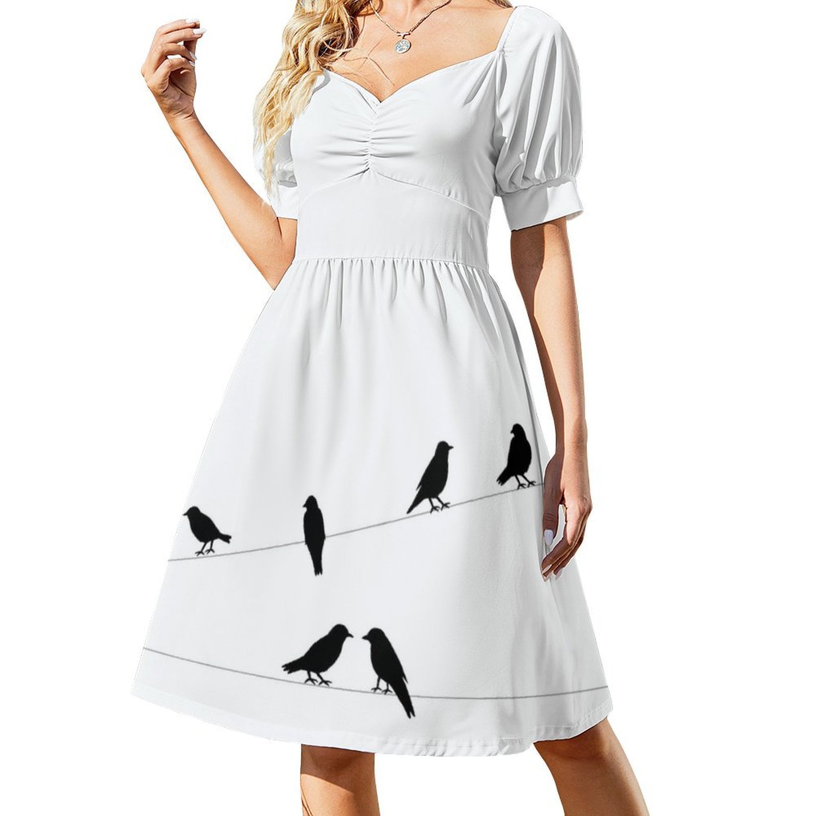 Birds Boho Chic Dress Elegant  - Women Fashion Vector incelemesi ve fiyatı