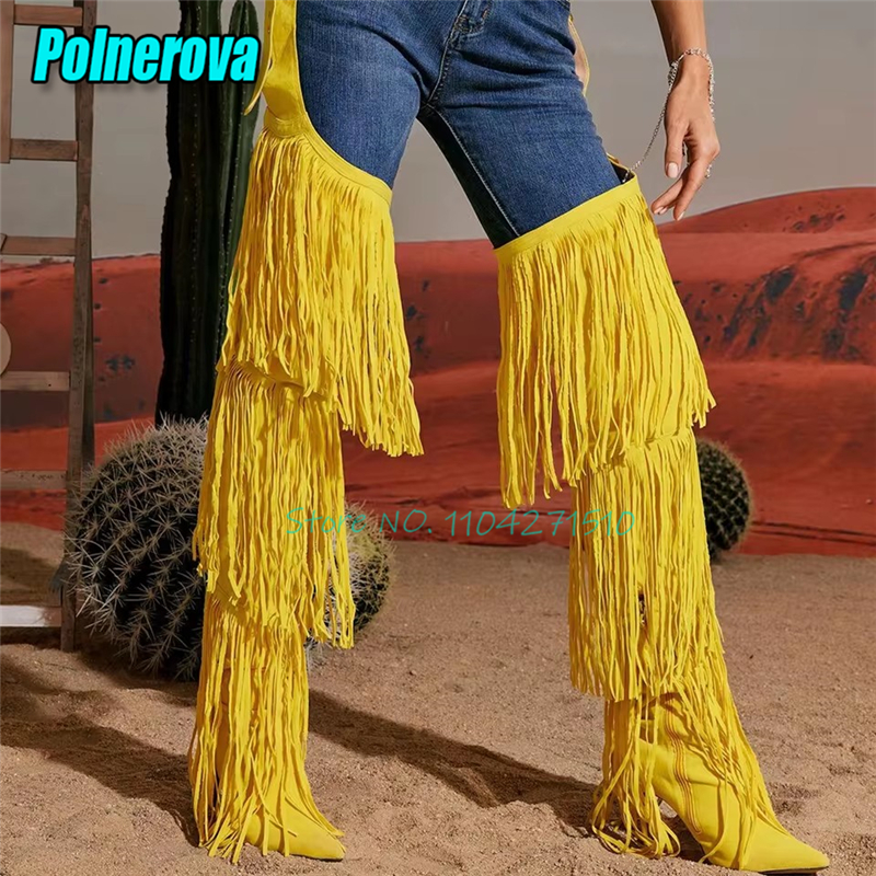 Yellow Tassel Over The Knee Bo - Women'S Fashion Trousers incelemesi ve fiyatı