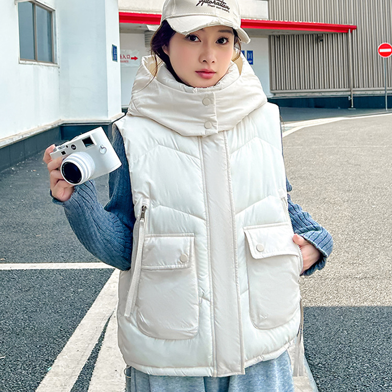 2025 Big Pocket Loose Hooded V - Puffer Vest Fashion Women incelemesi ve fiyatı