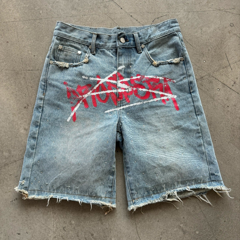 Y2K Graffiti Jorts Rhinestone  - Women'S Fashion Trousers incelemesi ve fiyatı