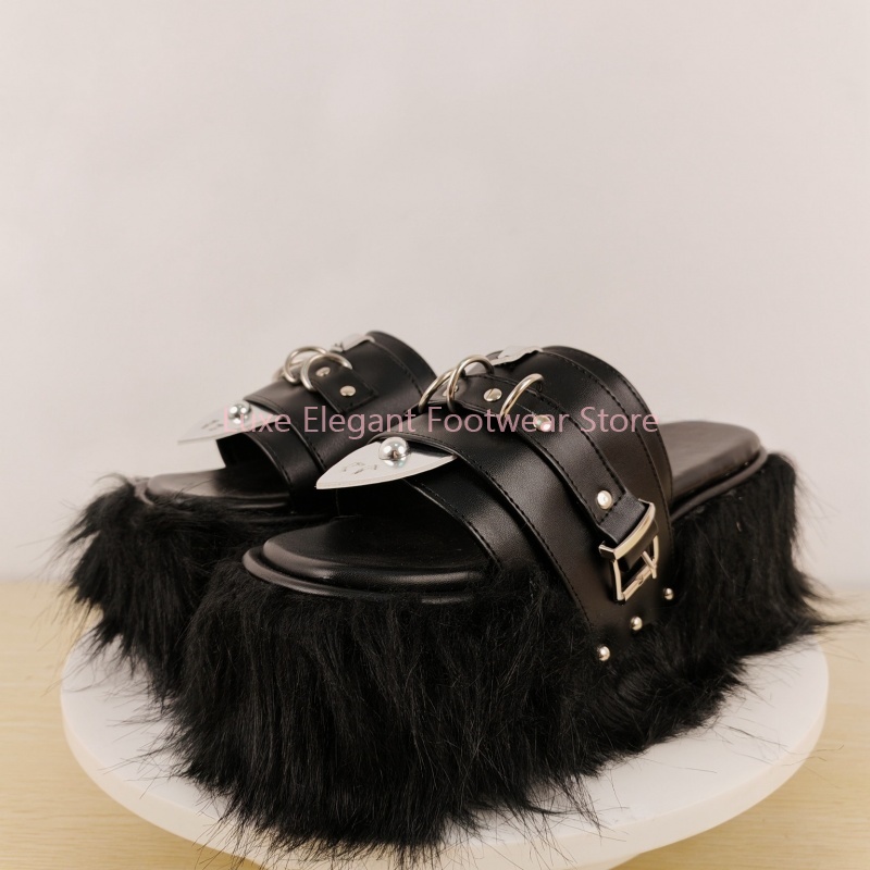 Black Furry Platform Belt Buck - Fashion Women Belt incelemesi ve fiyatı