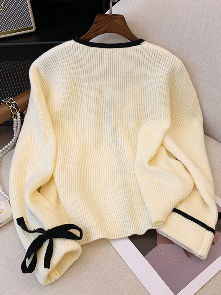 Baggy Striped V-Neck Knitted C - Women'S Fashion Gilet incelemesi ve fiyatı