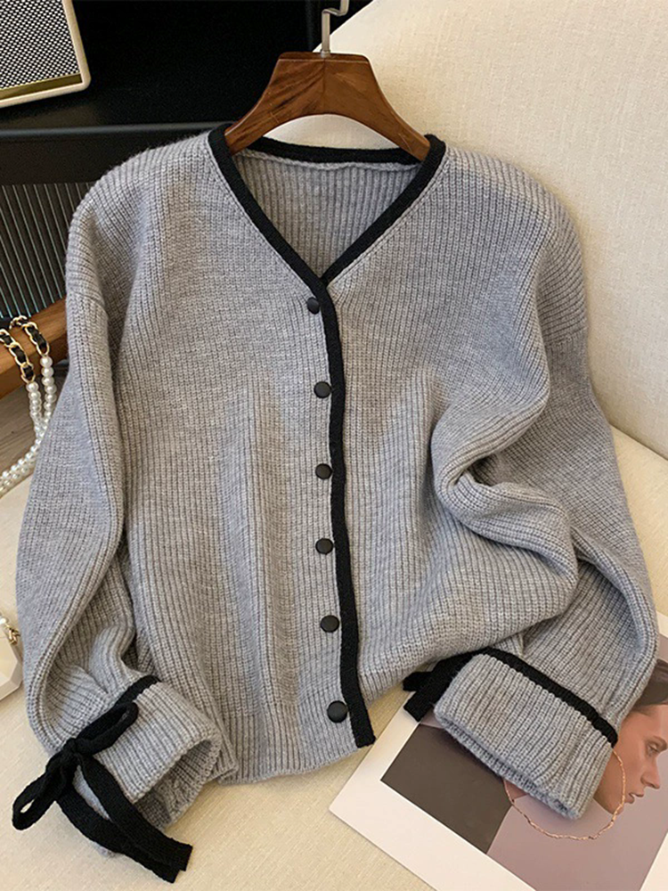 Baggy Striped V-Neck Knitted C - Women'S Fashion Gilet incelemesi ve fiyatı