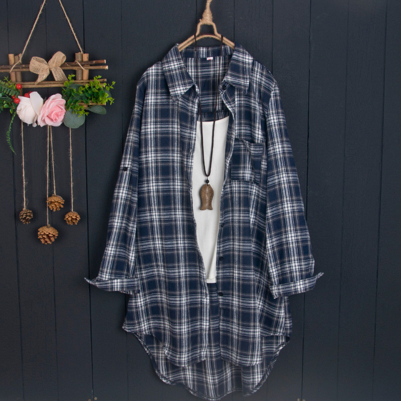 Plaid shirt women's long short - Women'S Fashion Long Coat incelemesi ve fiyatı