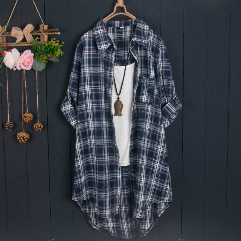 Plaid shirt women's long short - Women'S Fashion Long Coat incelemesi ve fiyatı