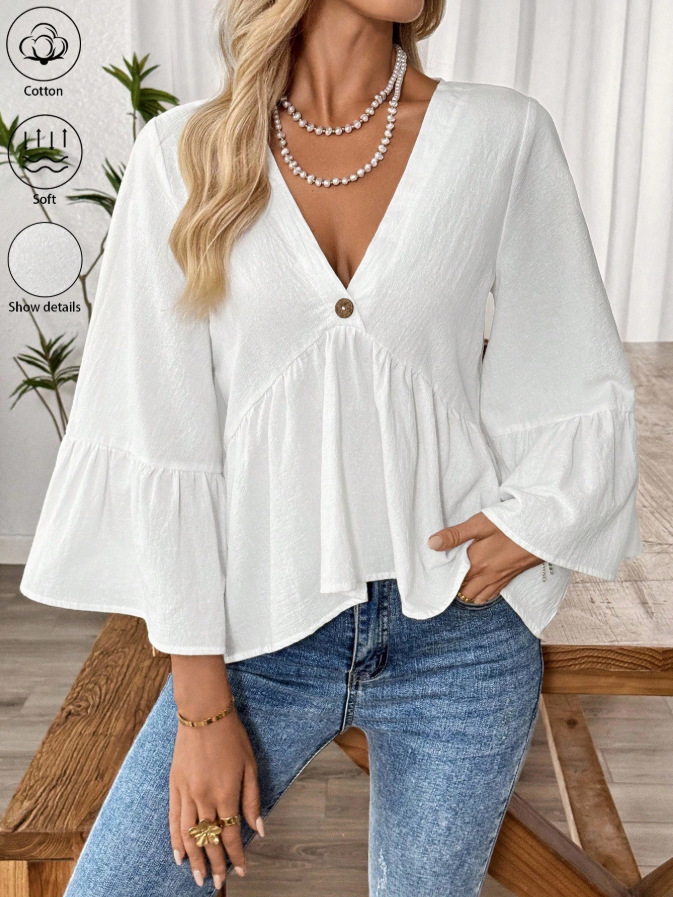 Solid Casual Loose Blouses For - Women'S Fashion Trends Spring 2026 incelemesi ve fiyatı