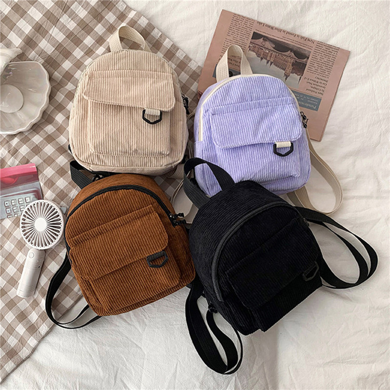 Solid Color Mini Backpack Cord - Women'S Fashion Backpack incelemesi ve fiyatı
