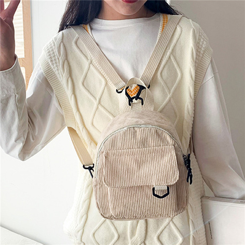 Solid Color Mini Backpack Cord - Women'S Fashion Backpack incelemesi ve fiyatı